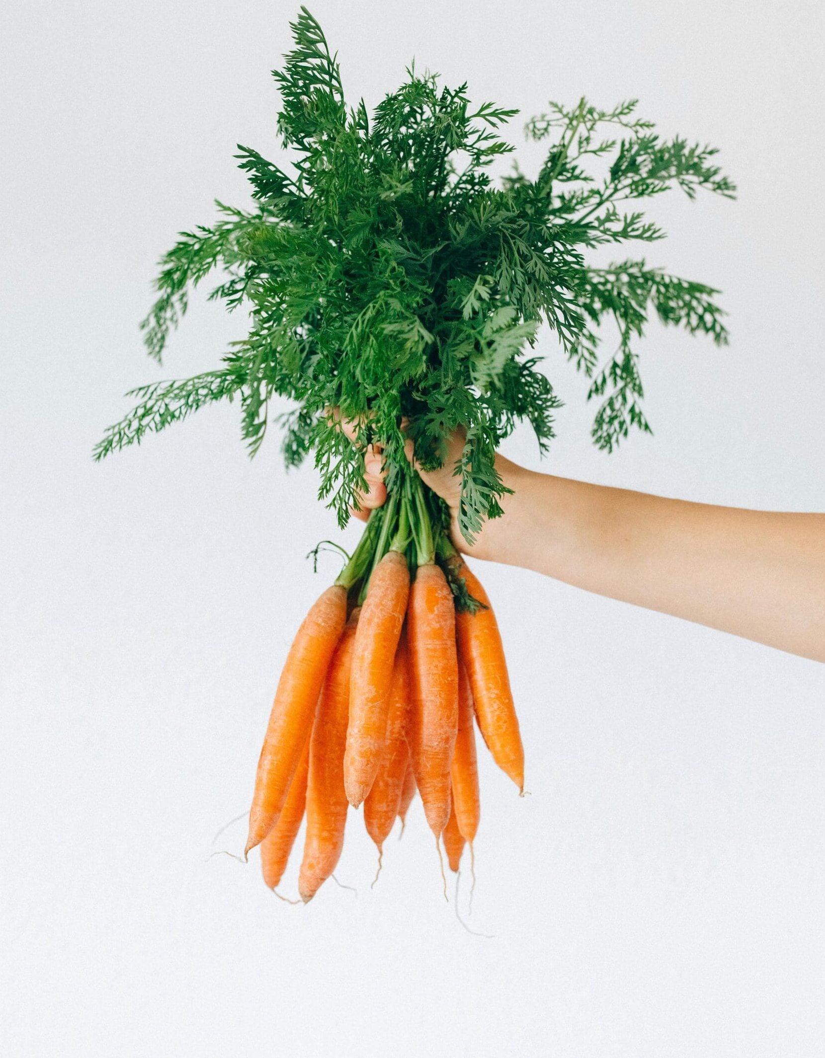 Fresh carrots with greens representing whole food nutrition for exercise recovery